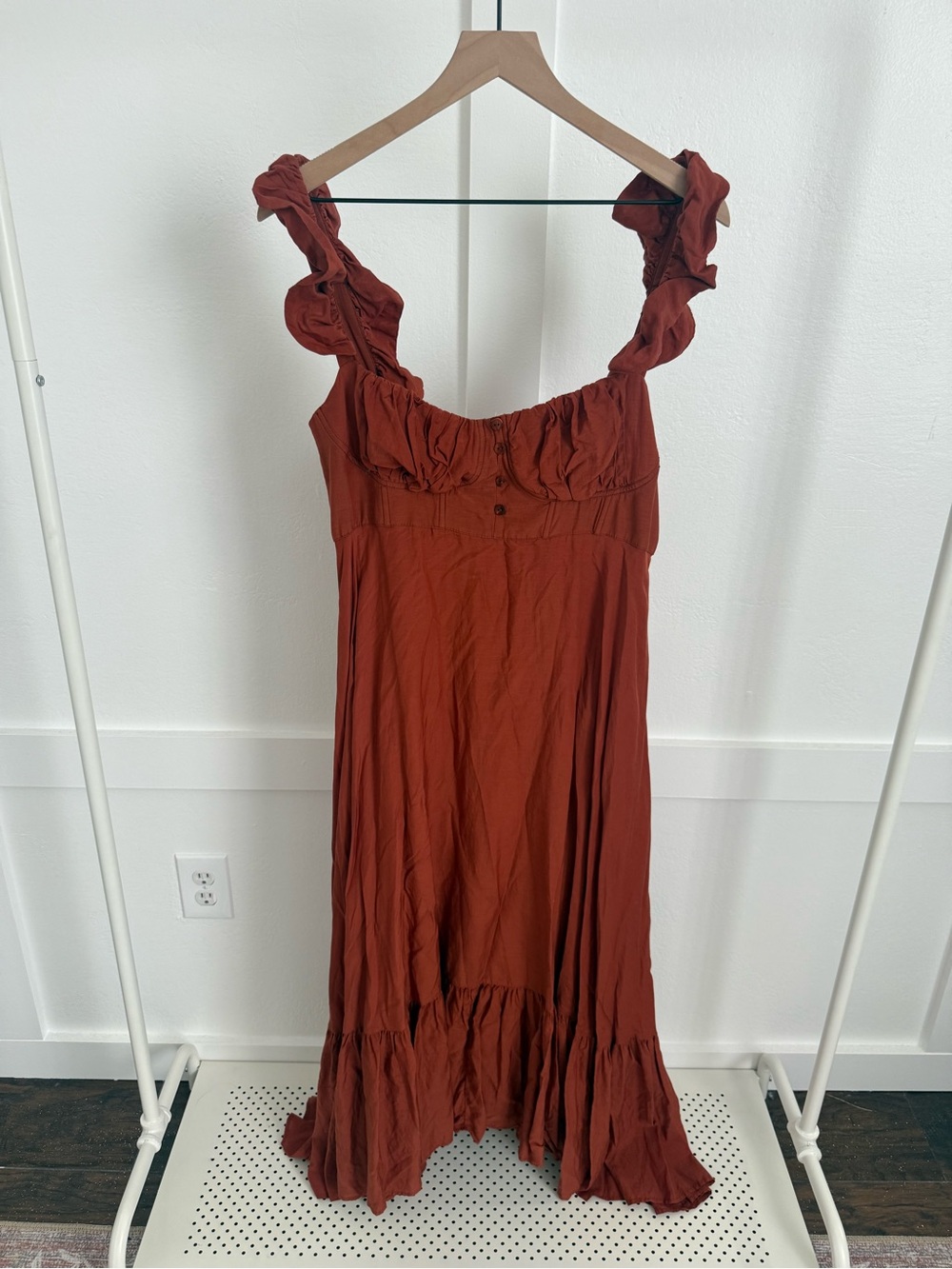 Farm Rio Brown Ruffle Sleeve Maxi Dress - Picture 2 of 4
